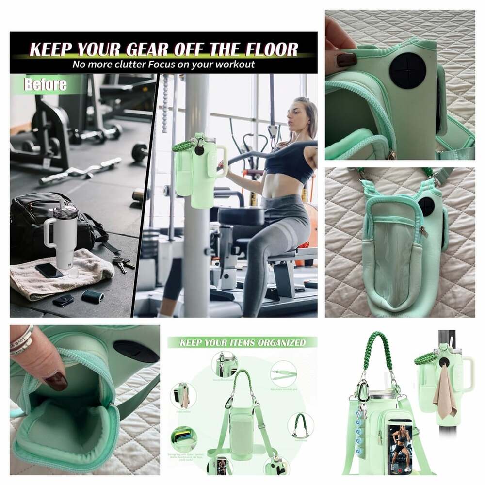 Manna Agenda Water Bottle Holder Crossbody Bag Green
